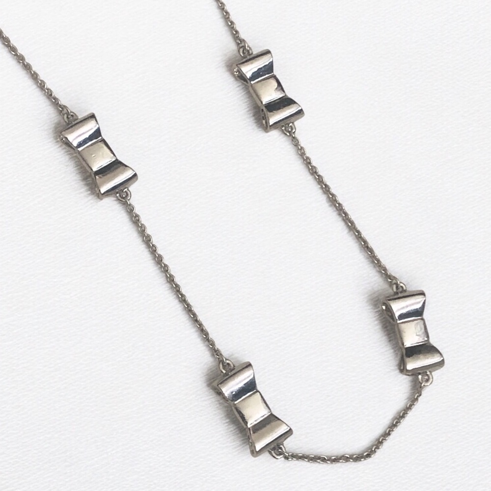 Long Minimalist Kate Spade Bow Chain Necklace - Picture 2 of 4